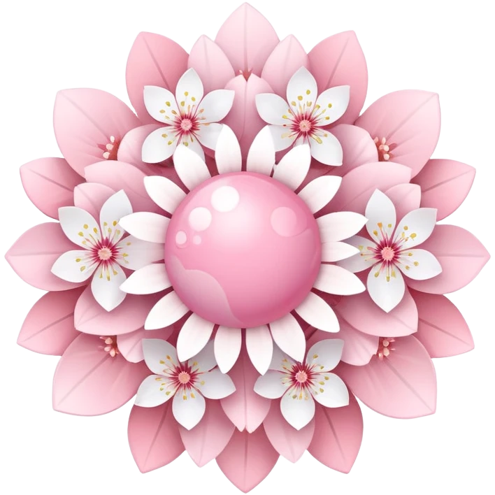 Cute Pastel pink and white Cherry Blossom Sakura Starburst Planet emoji