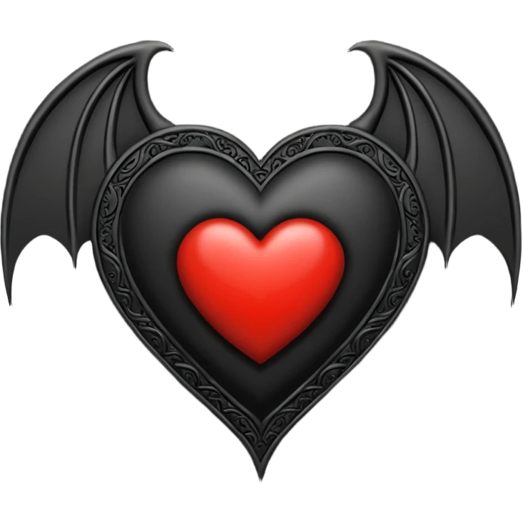 gothic heart with a bat motif emoji