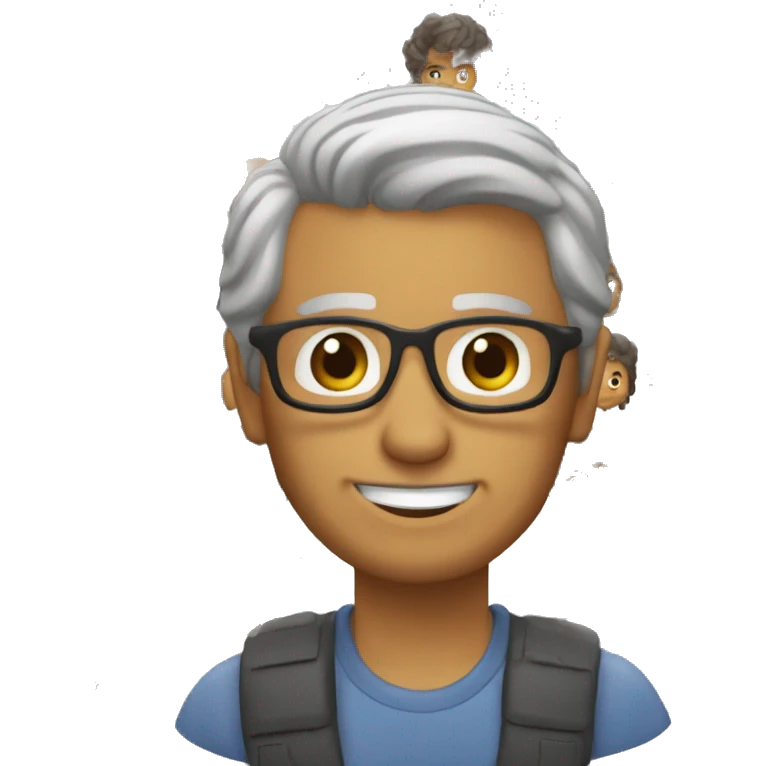 Persona poco pelo moreno con algunas canas de 50 años emoji