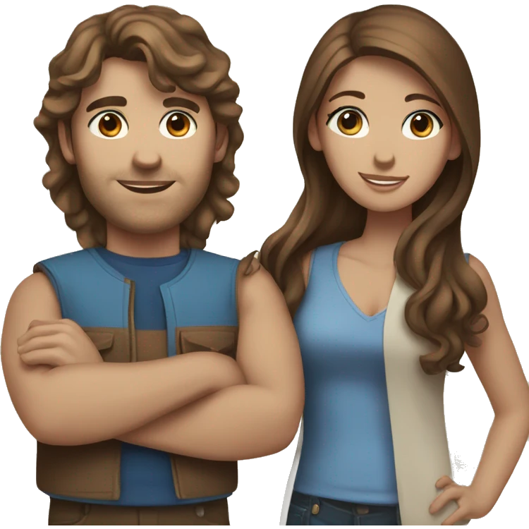 a blue-eyed, brown-haired couple emoji