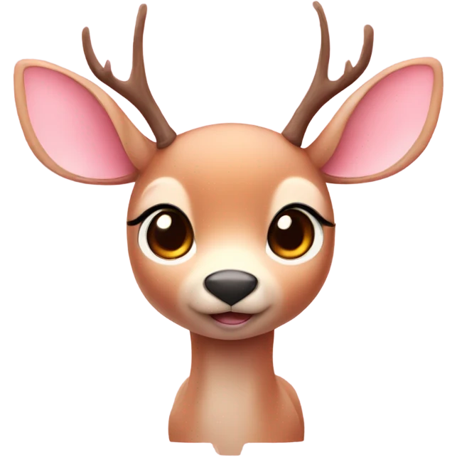 cute deer with small antlers and cute wings in soft pink  emoji