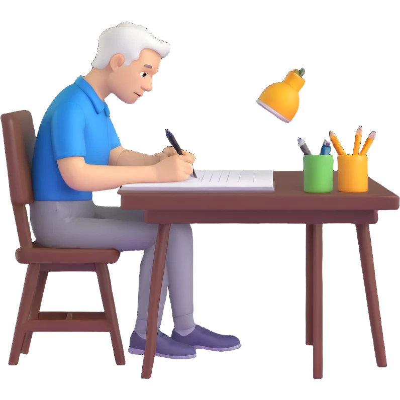 white man writing at a table emoji