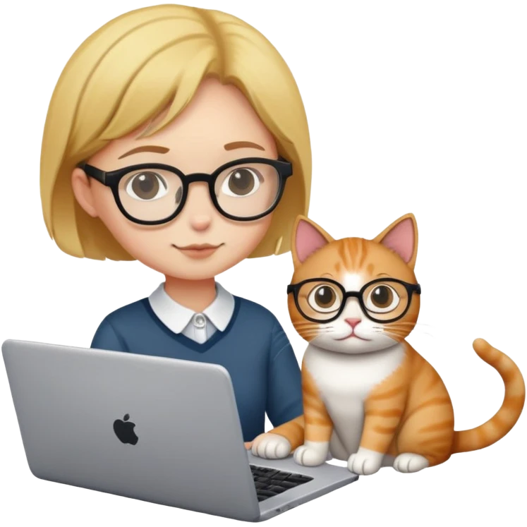 cat sitting next to person working on laptop emoji
