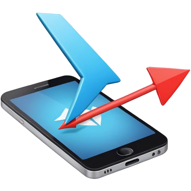 mobile phone and arrow emoji