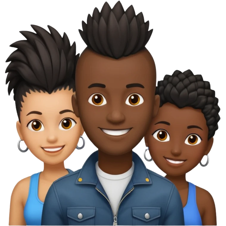 Black man with  Mohawk with black women  emoji