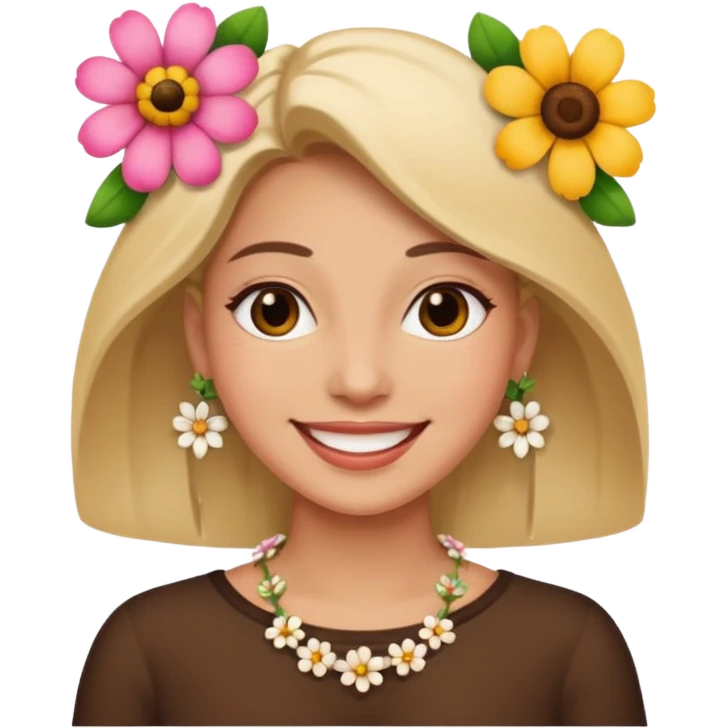 woman with a flower necklace emoji