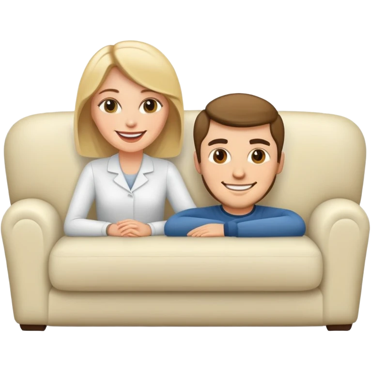 White Woman and man on couch  emoji