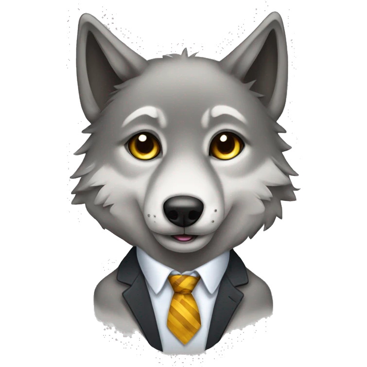 Cute wolf with tie  emoji