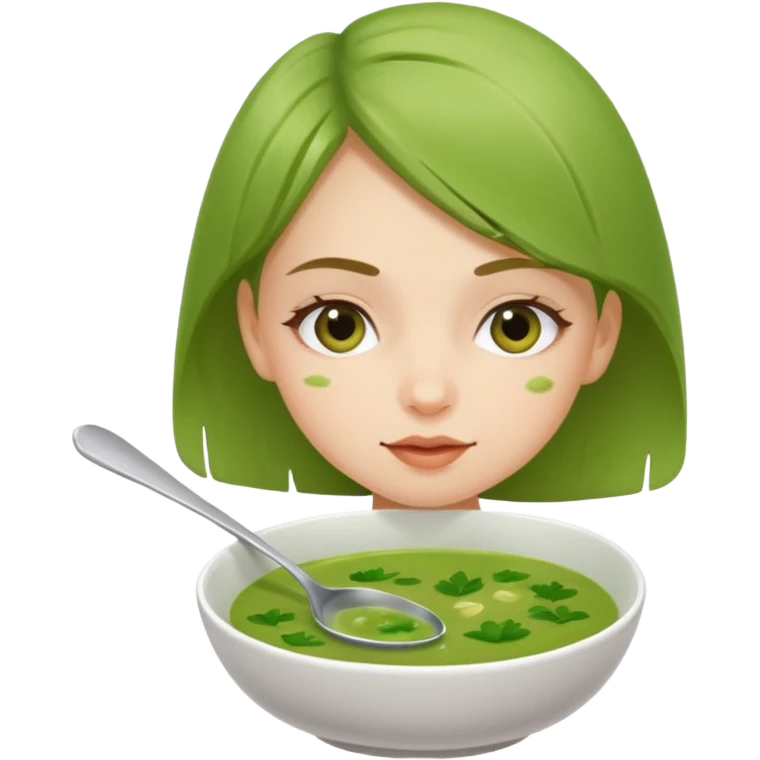 Je veux une fille qui mange une soupe verte emoji