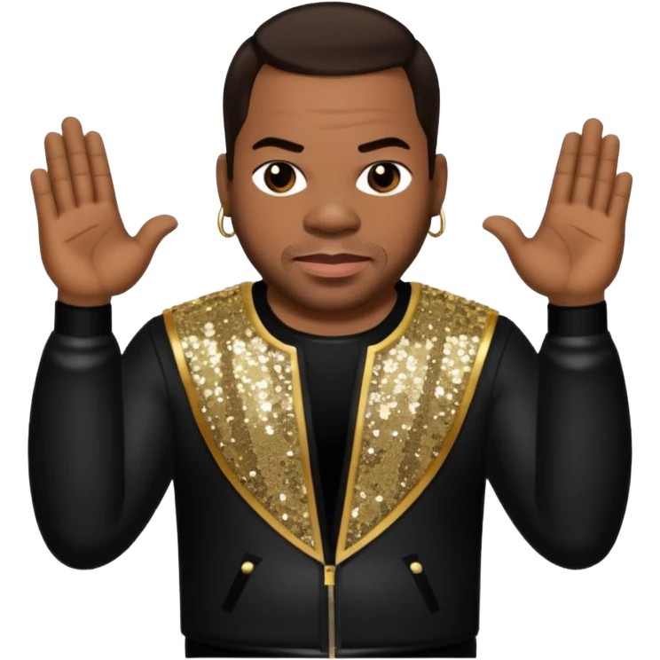 Busta Rhymes with dark brown hair, black sequin outfit emoji