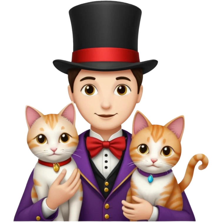magician couple and their pet cat emoji
