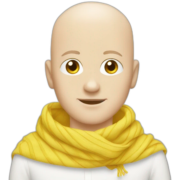 Gay white bald with yellow scarf emoji