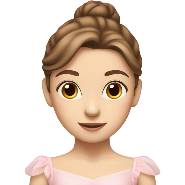 girl fair skin, brown hair, ballerina pink soft emoji