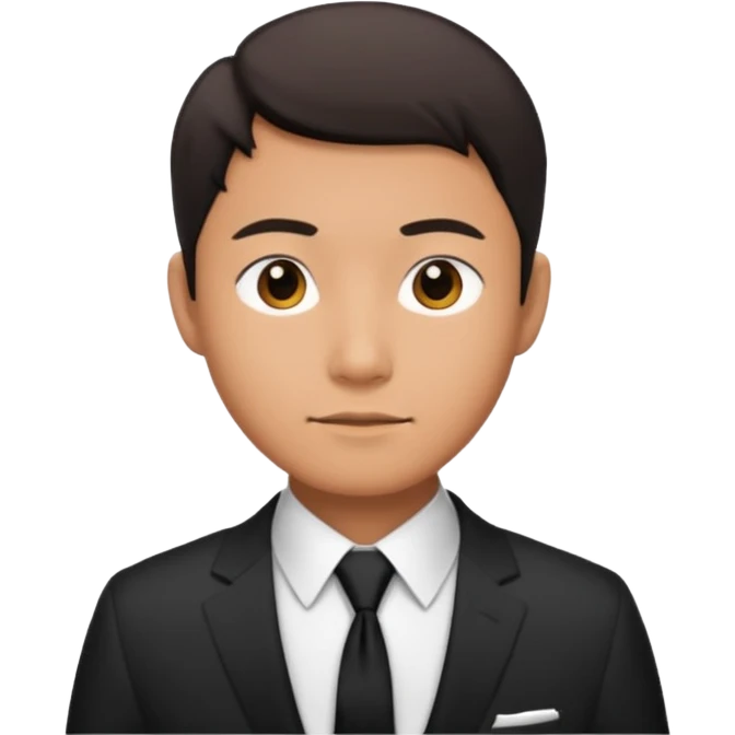 asian man in white shirt with black tie emoji