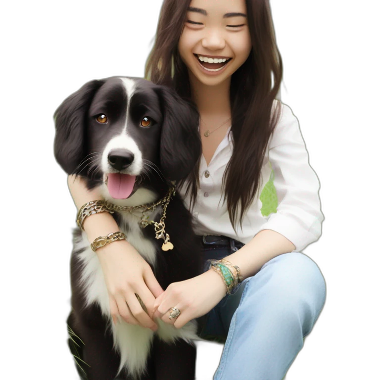 girl and dog in grass emoji