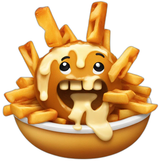 poutine eating a poutine with cheese emoji