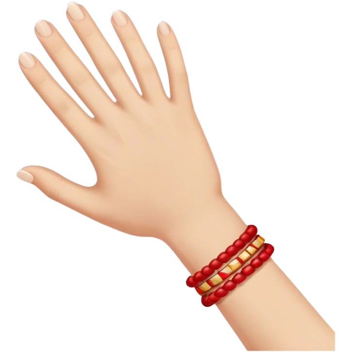 One hand with red bracelet thread  emoji