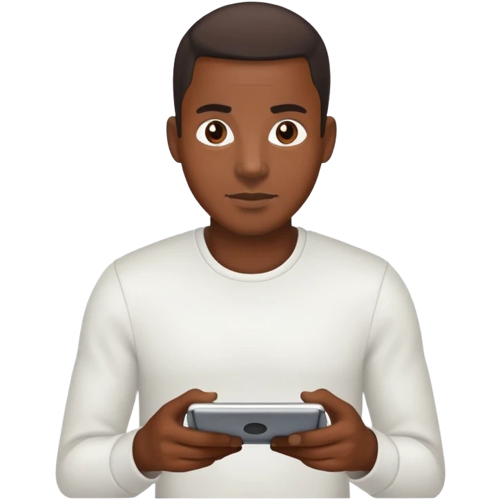 Black man on device emoji