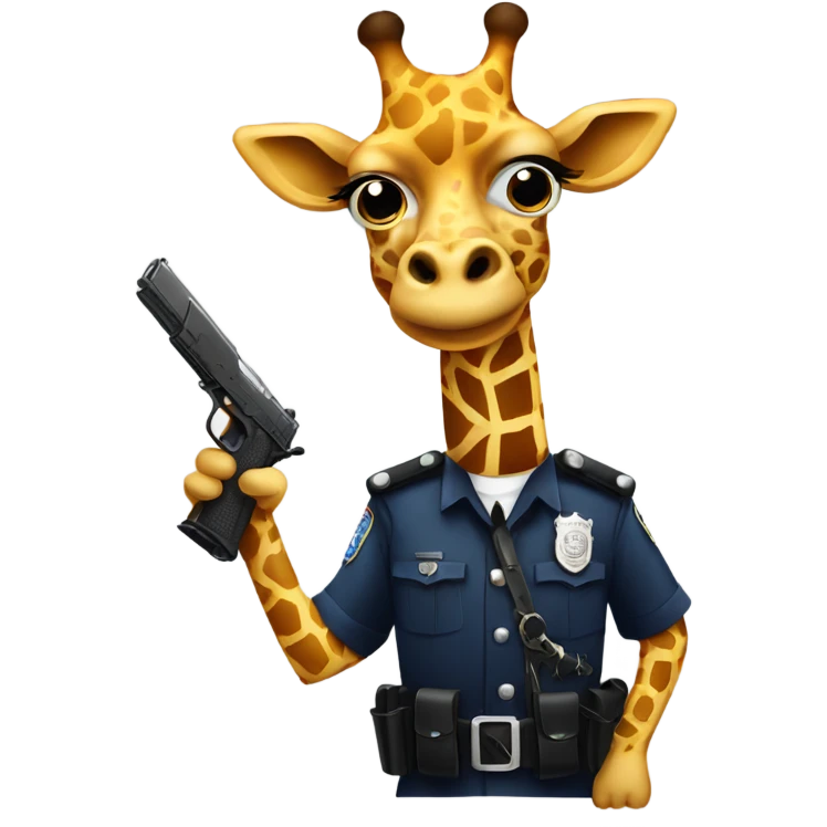A giraffe with a police uzi and is a robber emoji