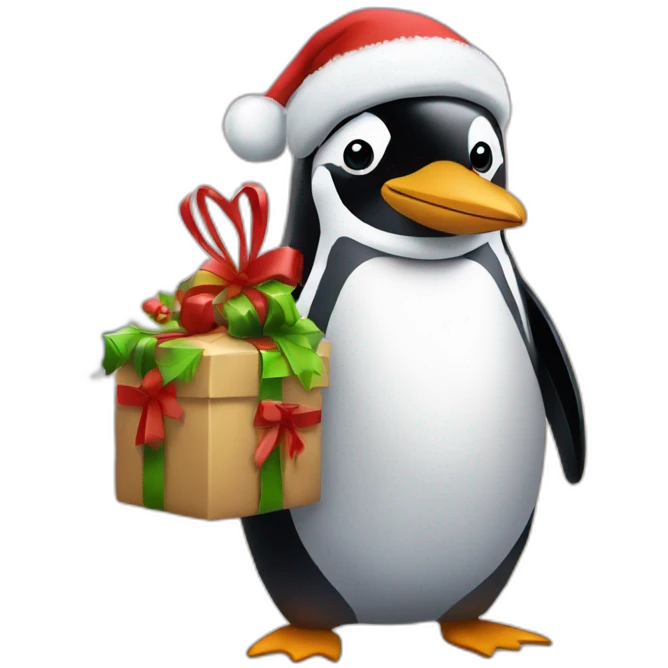 Pinguin mit einem Weihnachtsmarkt hut emoji