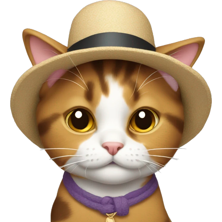 Calico cat wearing hat emoji