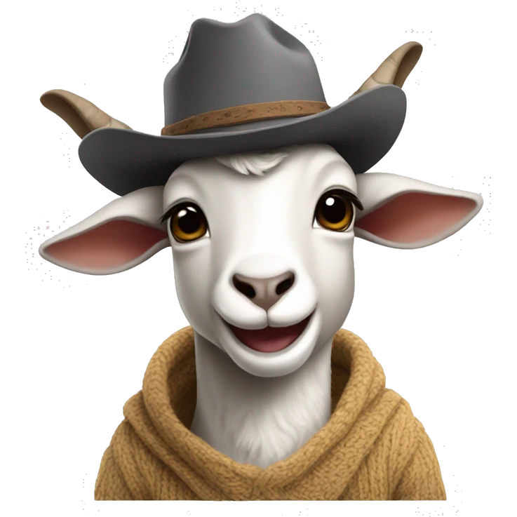 Mini goat wearing a cowboy hat and a sweater emoji