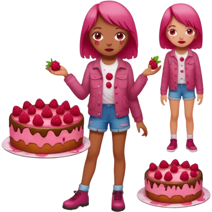 Raspberry torte human full body girl emoji