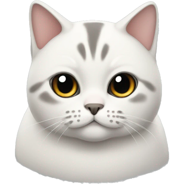 Chubby cat, white, short hair, black ears emoji