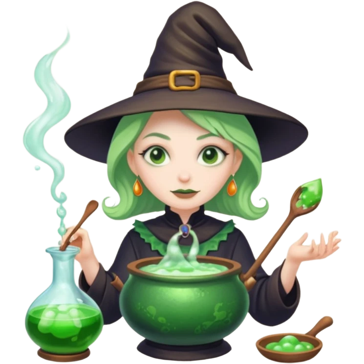green witch cooking potion emoji
