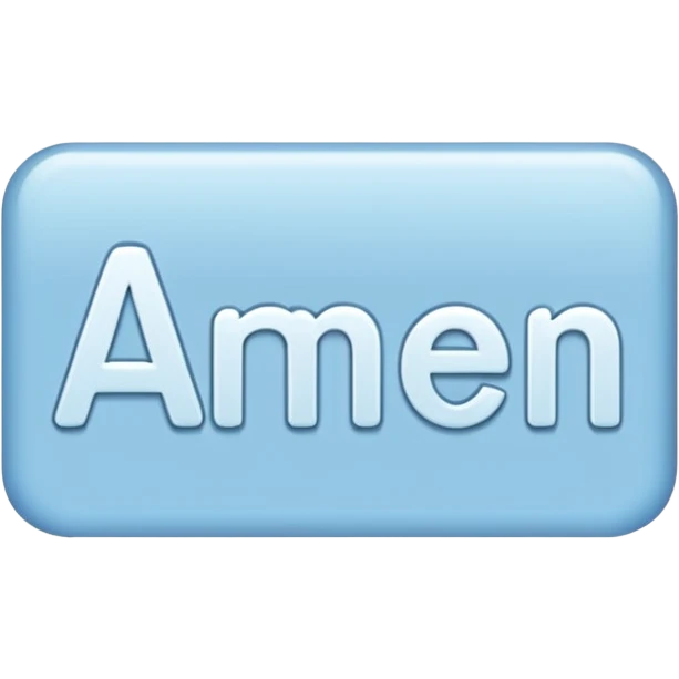 light blue word "AMEN" simple font in rectangle emoji