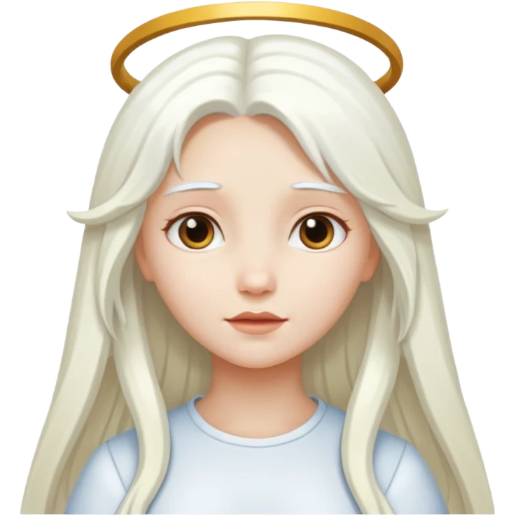 A girl angel with white skin and long white hair  emoji