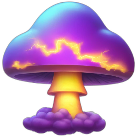radioactive lightning bolt smiley glow cloud mushroom sunset futuristic smiley face emoji