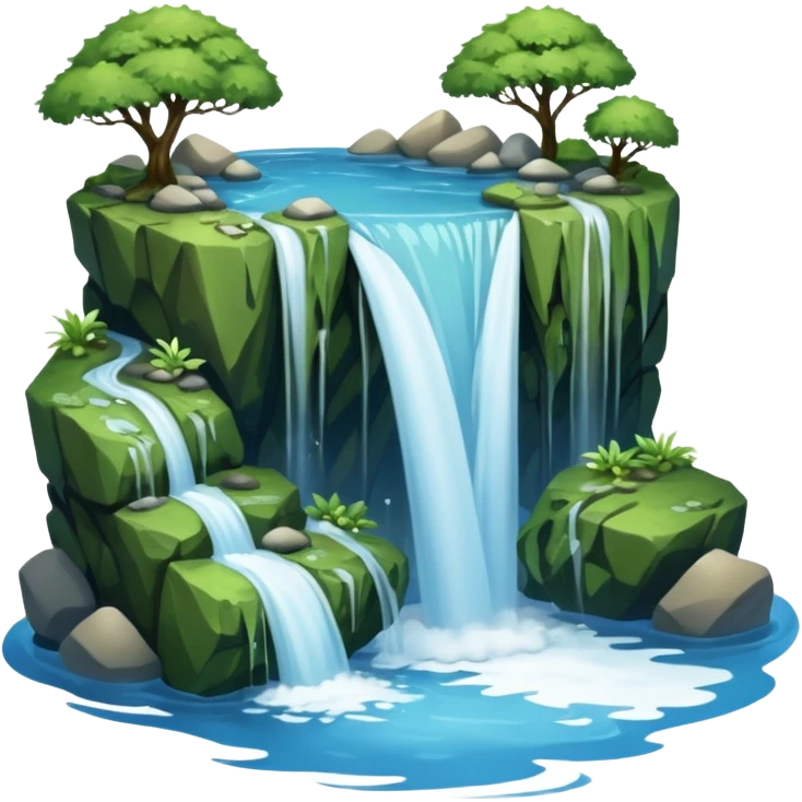 A waterfall cascading into a clear blue pool.



















































 emoji