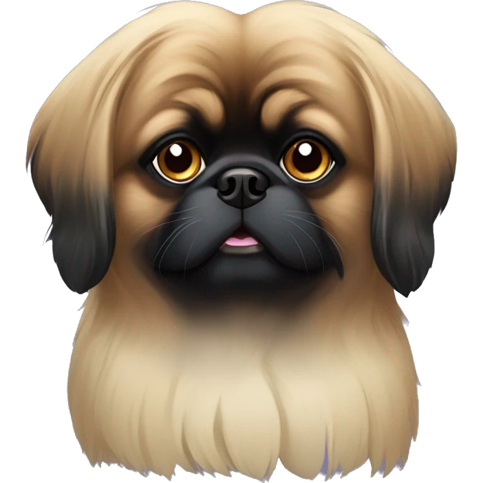 A black dog of the Pekingese breed emoji