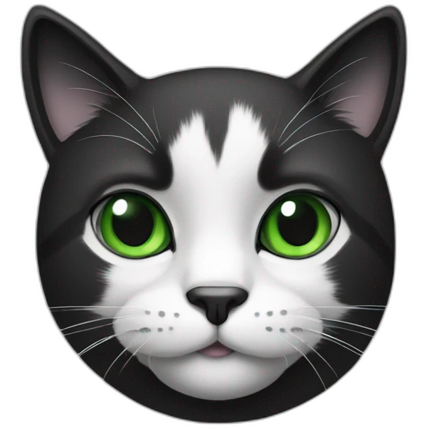 black and white cat and green eyes emoji