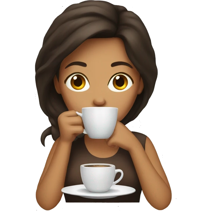 brunette woman drinking coffee emoji