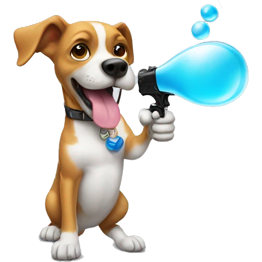 dog pointing a bubble gun emoji