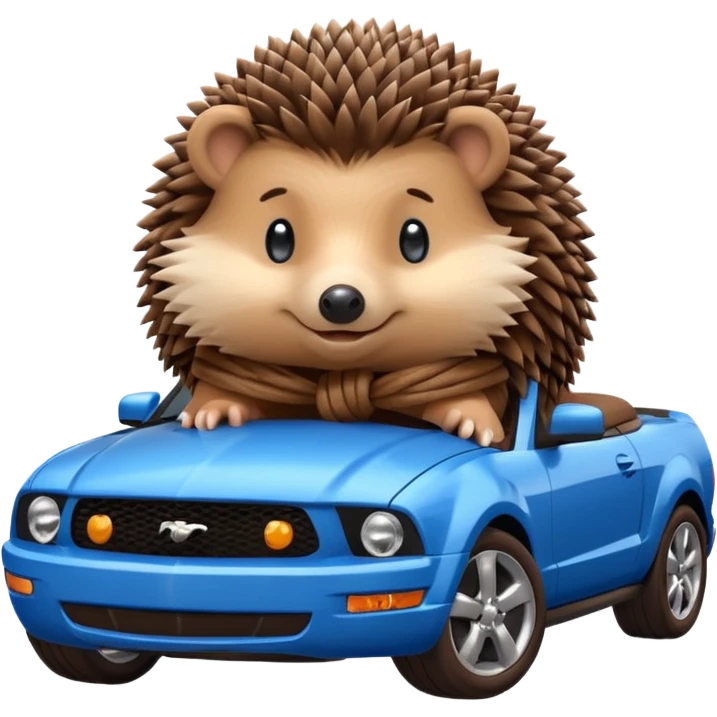 Милый ёжик с узелком еден на синем мустанке emoji