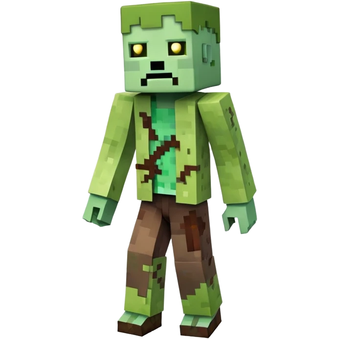 Minecraft Zombie full body, green blocky undead character emoji
