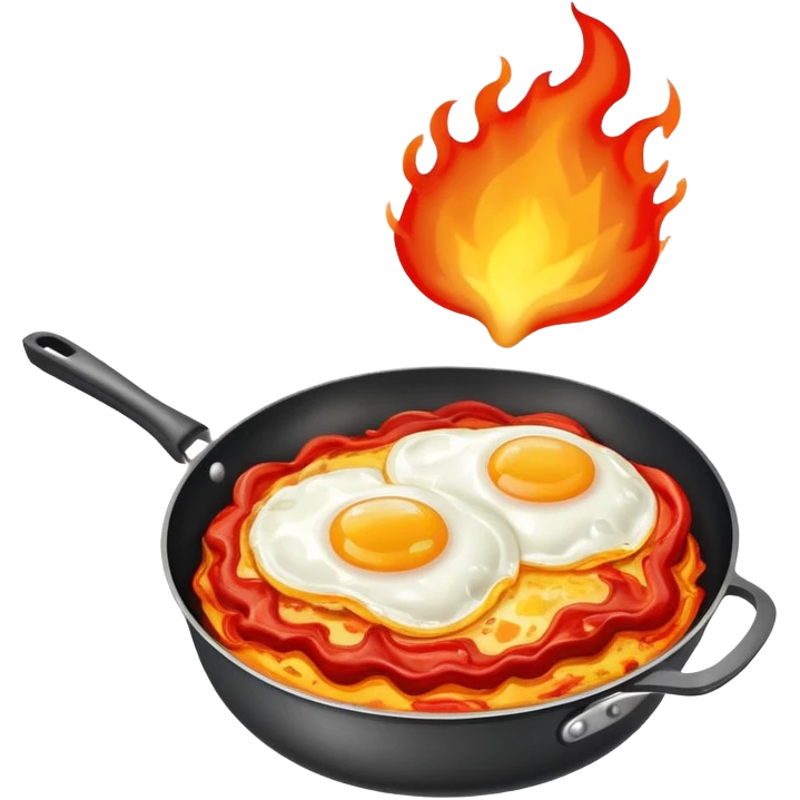 brain on fire with a pan with fried eggs emoji