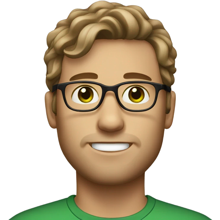 GREEN eyes, white male , brown mad wavy hair, brown glasses, stubble emoji