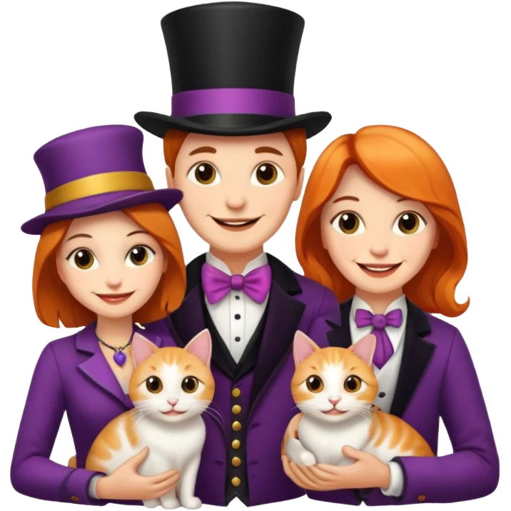 magician couple and their pet cat emoji