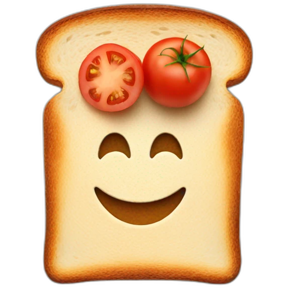 Toast spread with tomato emoji