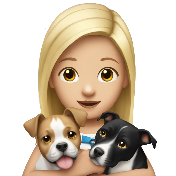 Blonde child holding black and white pitbull emoji