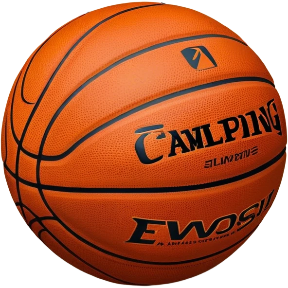 Cinematic Realistic image of a basketball resting on a polished court surface, with finely detailed textures and subtle reflective highlights, evoking a sense of calm before the game’s intensity emoji