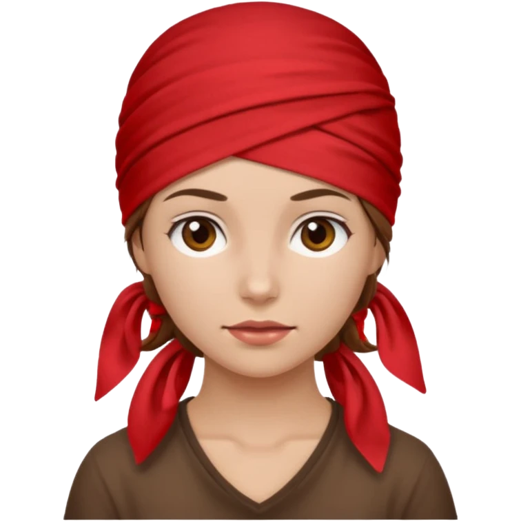 brown haired woman with wearing red bandana emoji