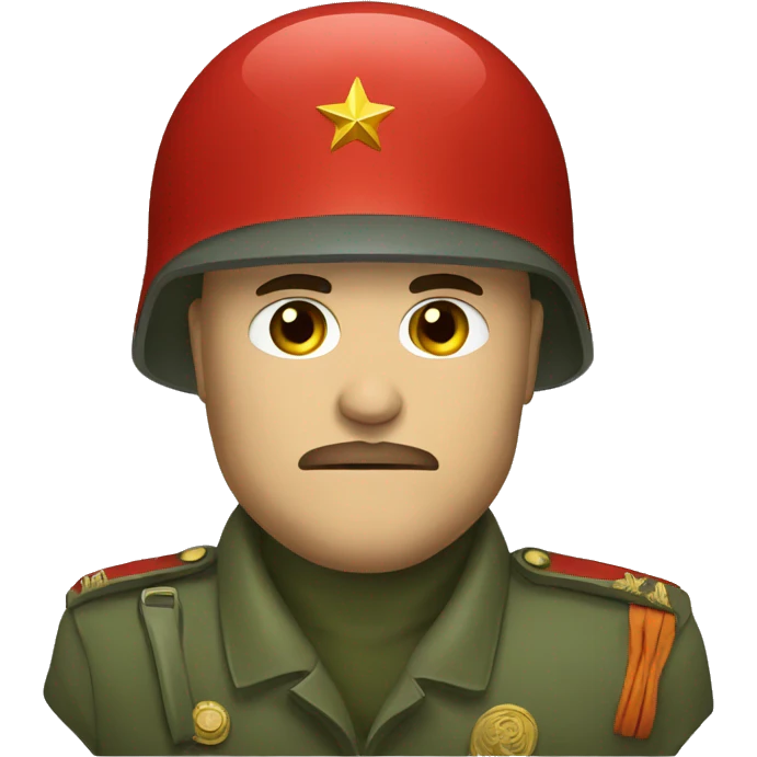 ussr soldier serious with military helmet emoji