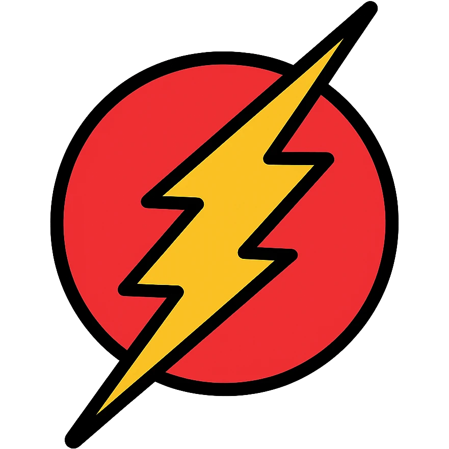 red Flash superhero symbol, clean and bold design, transparent background emoji