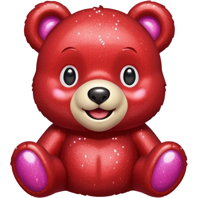red glitter sweet bear Happy  emoji