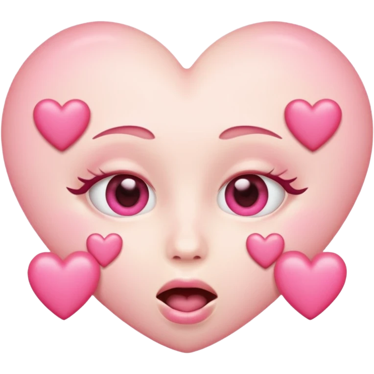 heart eye face with pink hearts, open mouth emoji